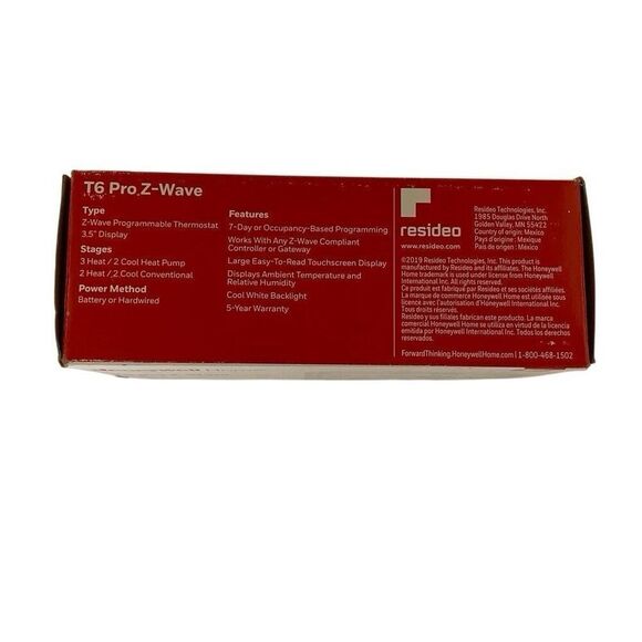 Honeywell T6 Pro Series Z-Wave Programmable Thermostat White TH6320ZW2003 - Picture 7 of 10